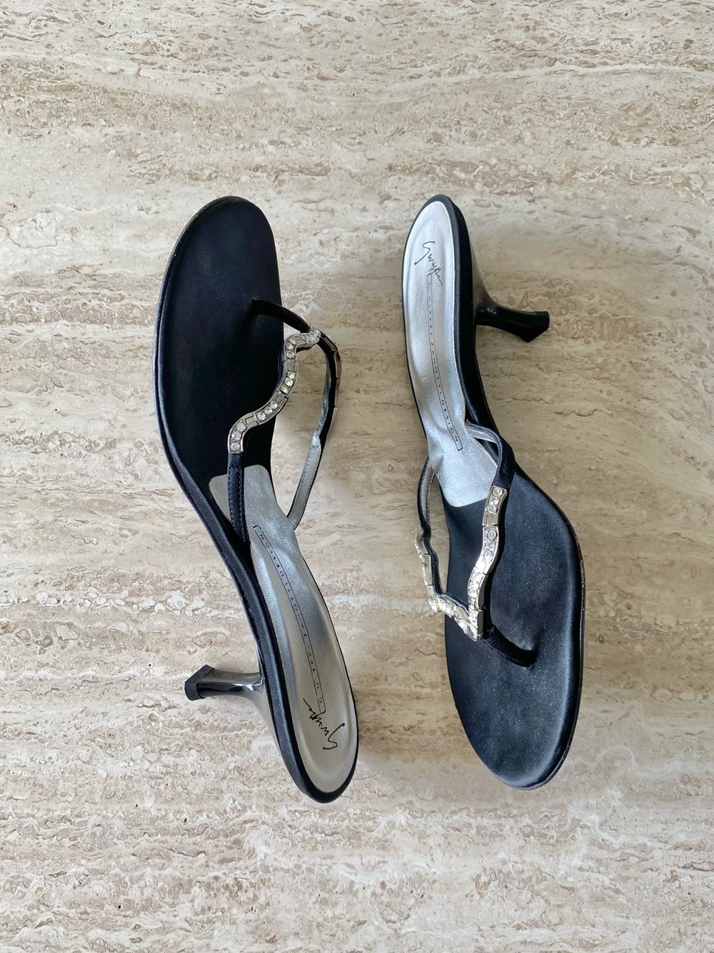Vintage Giuseppe Zanotti Rhinestone Thong Sandal Heels - Picture 6 of 12